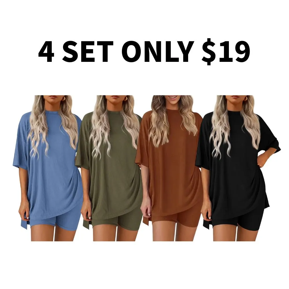 Women's Oversized Tee & Shorts Loungewear Sets