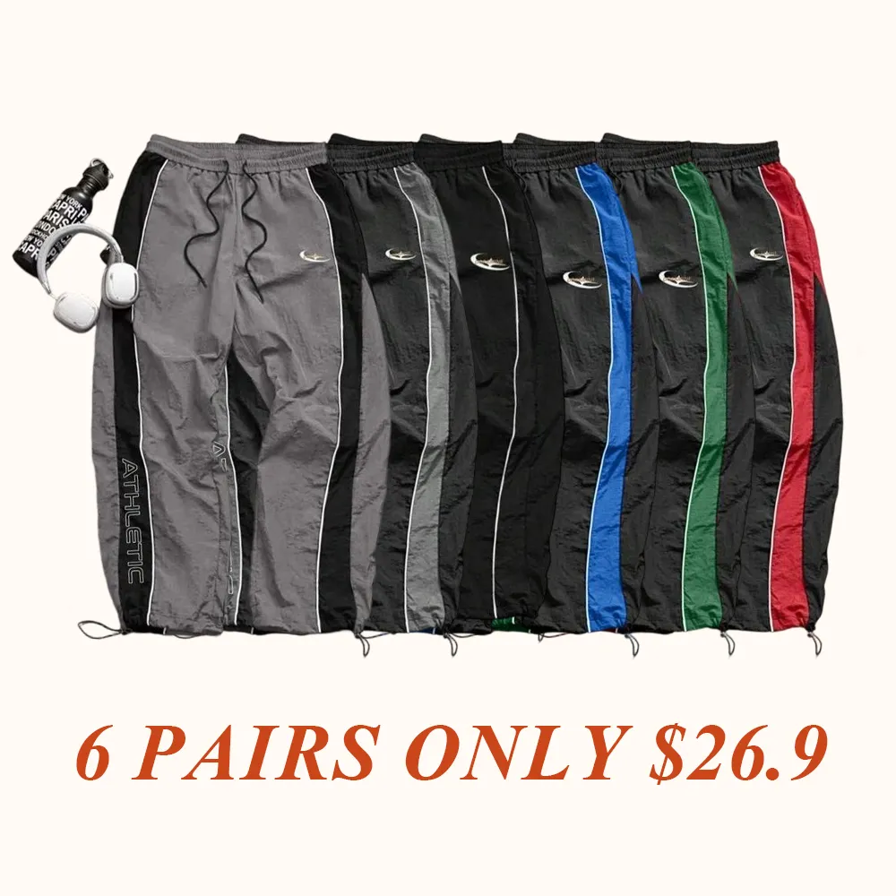 Men's Casual Sporty Long Pants, Loose Fit Drawstring Cuff