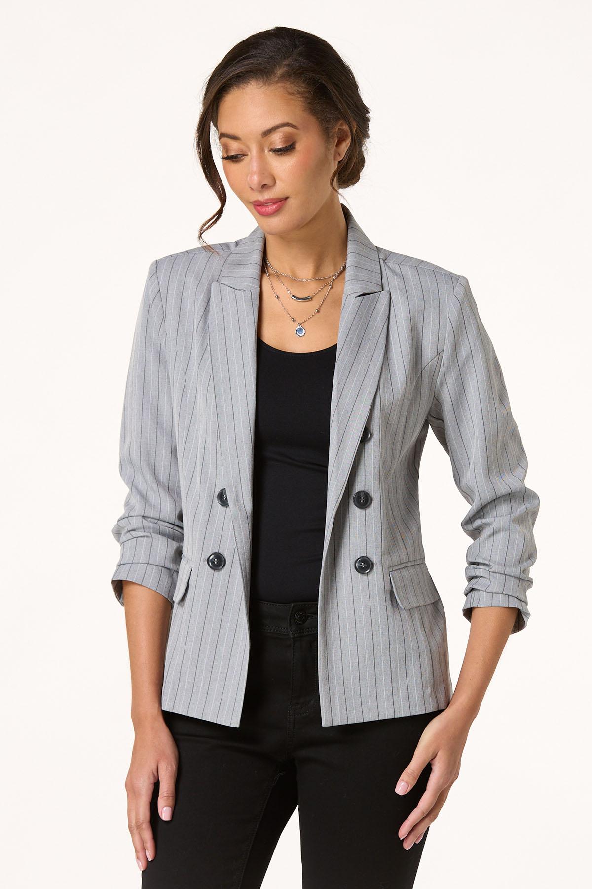 Pinstripe Triple Button Blazer