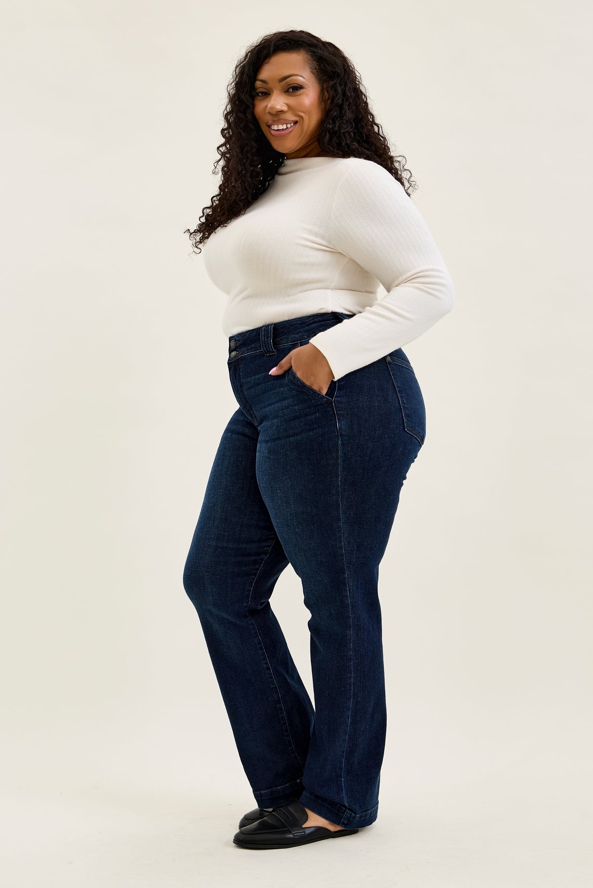 Penny Dark Indigo Trouser Wide Leg - PLUS