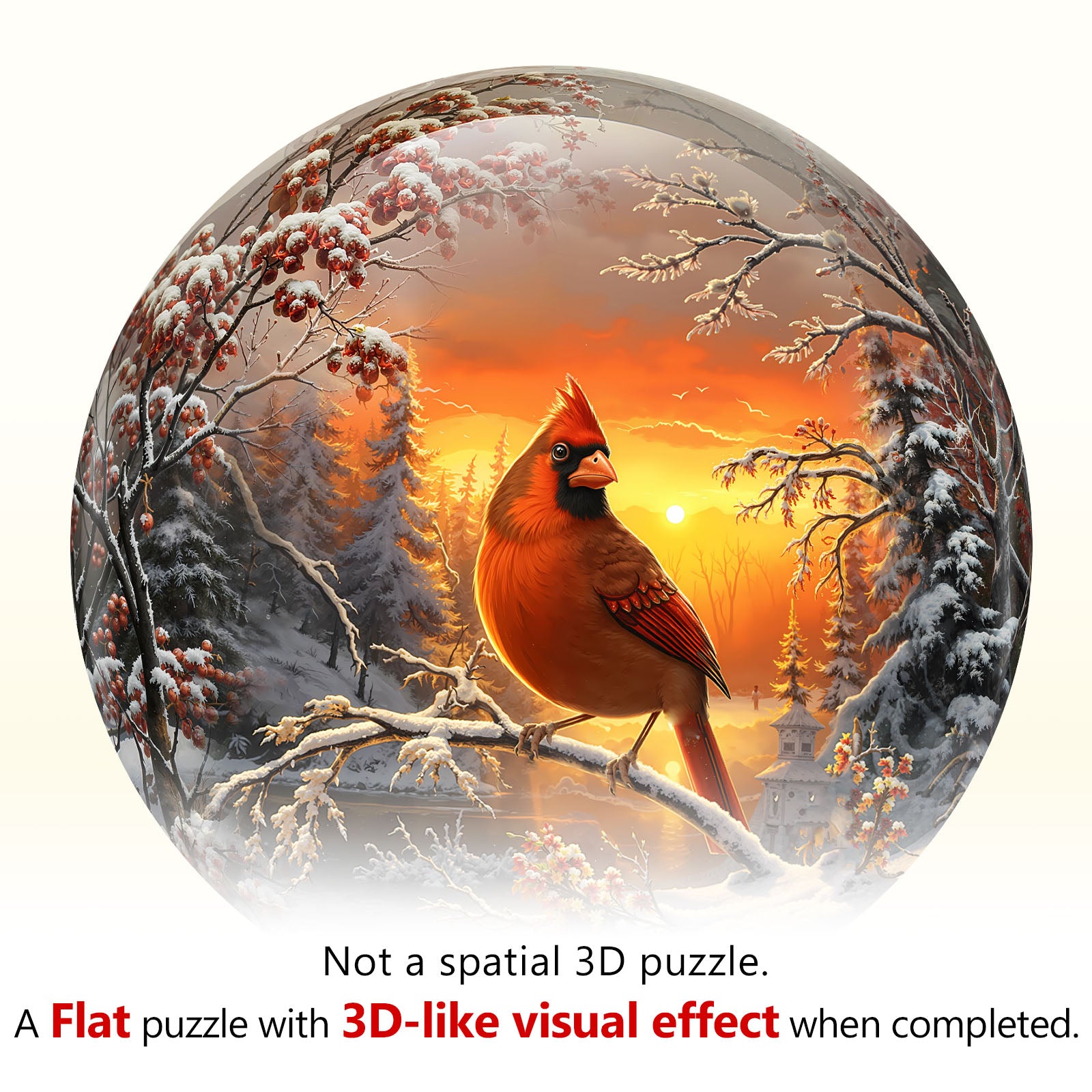 Snow Cardinal Wooden Jigsaw Puzzle