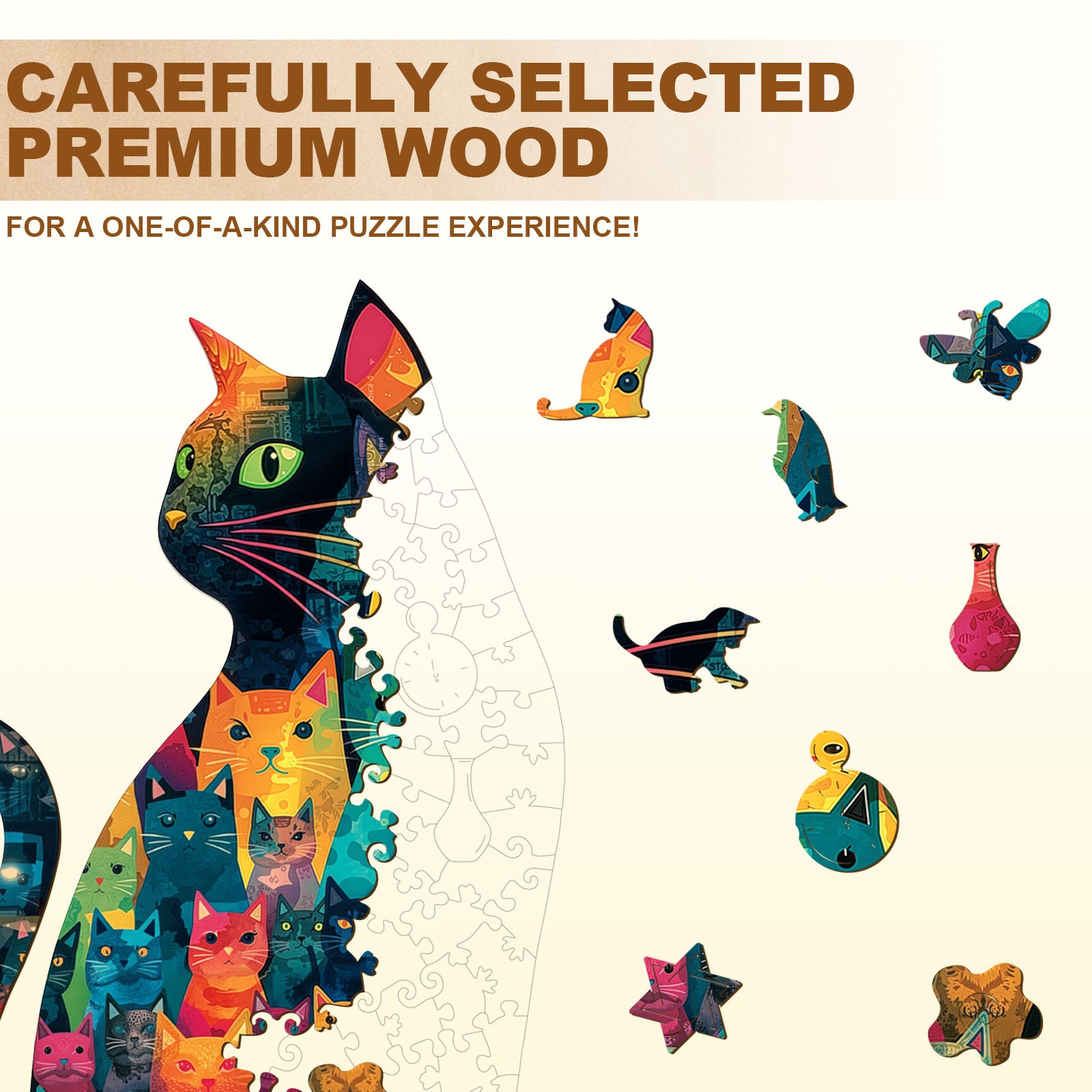 Feline Mosaic Wooden Jigsaw Puzzle