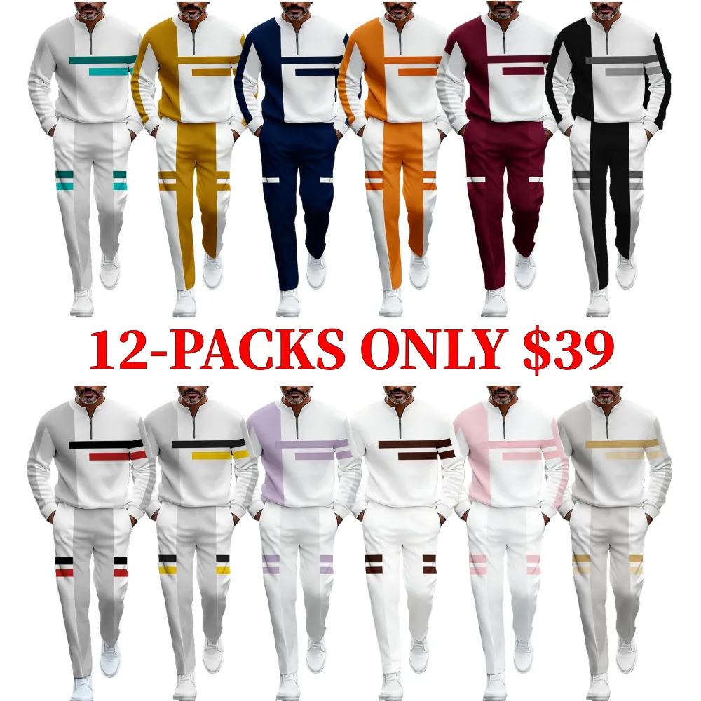 New men's color-block sports suit