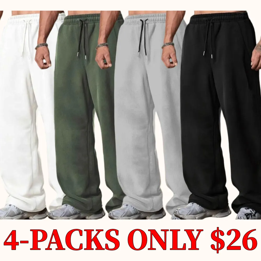 Men's Black Baggy Wide-Leg Sweatpants