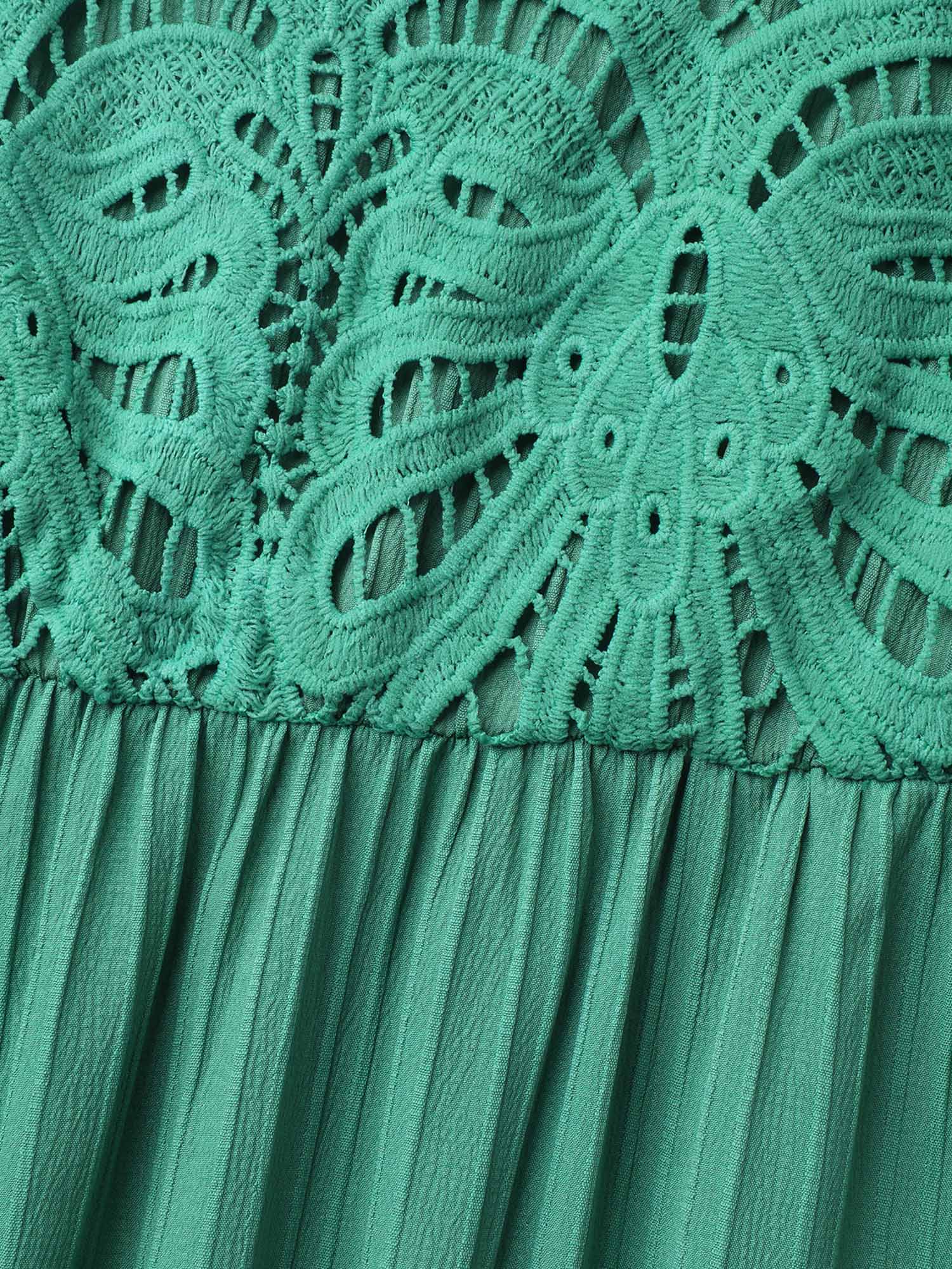 Lace Cut-Out Flutter Sleeve Midi Dress