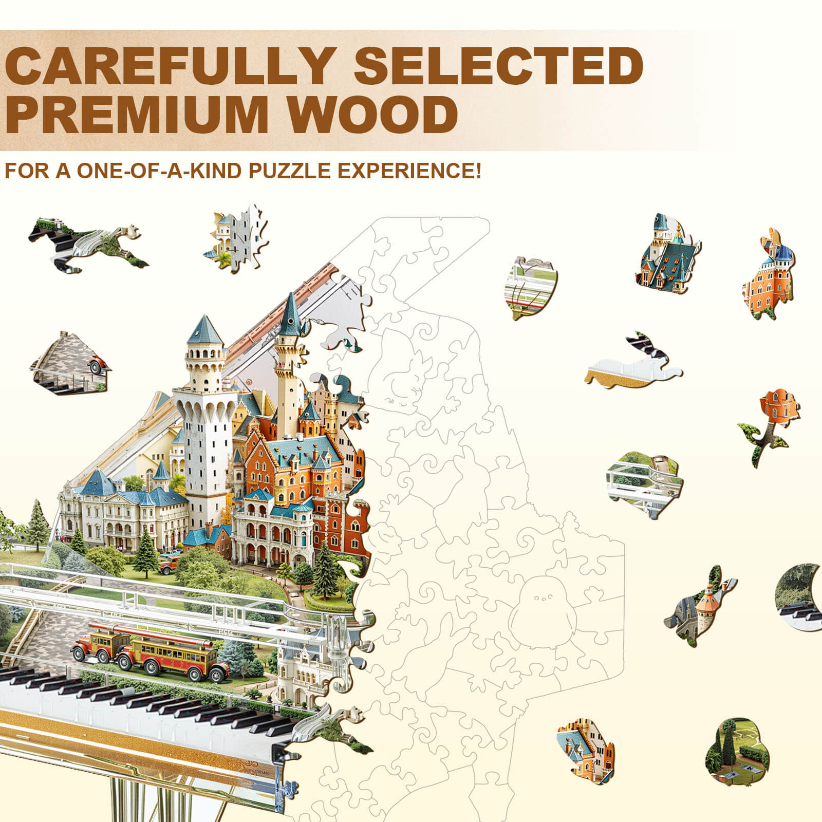 Piano Castle Wooden Jigsaw Puzzle