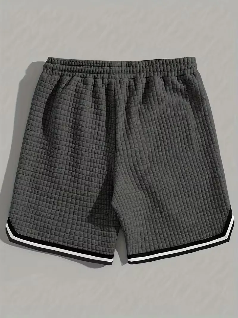 Men's Waffle Knit Shorts - Elastic Drawstring Waist Casual Summer Shorts with Stretch