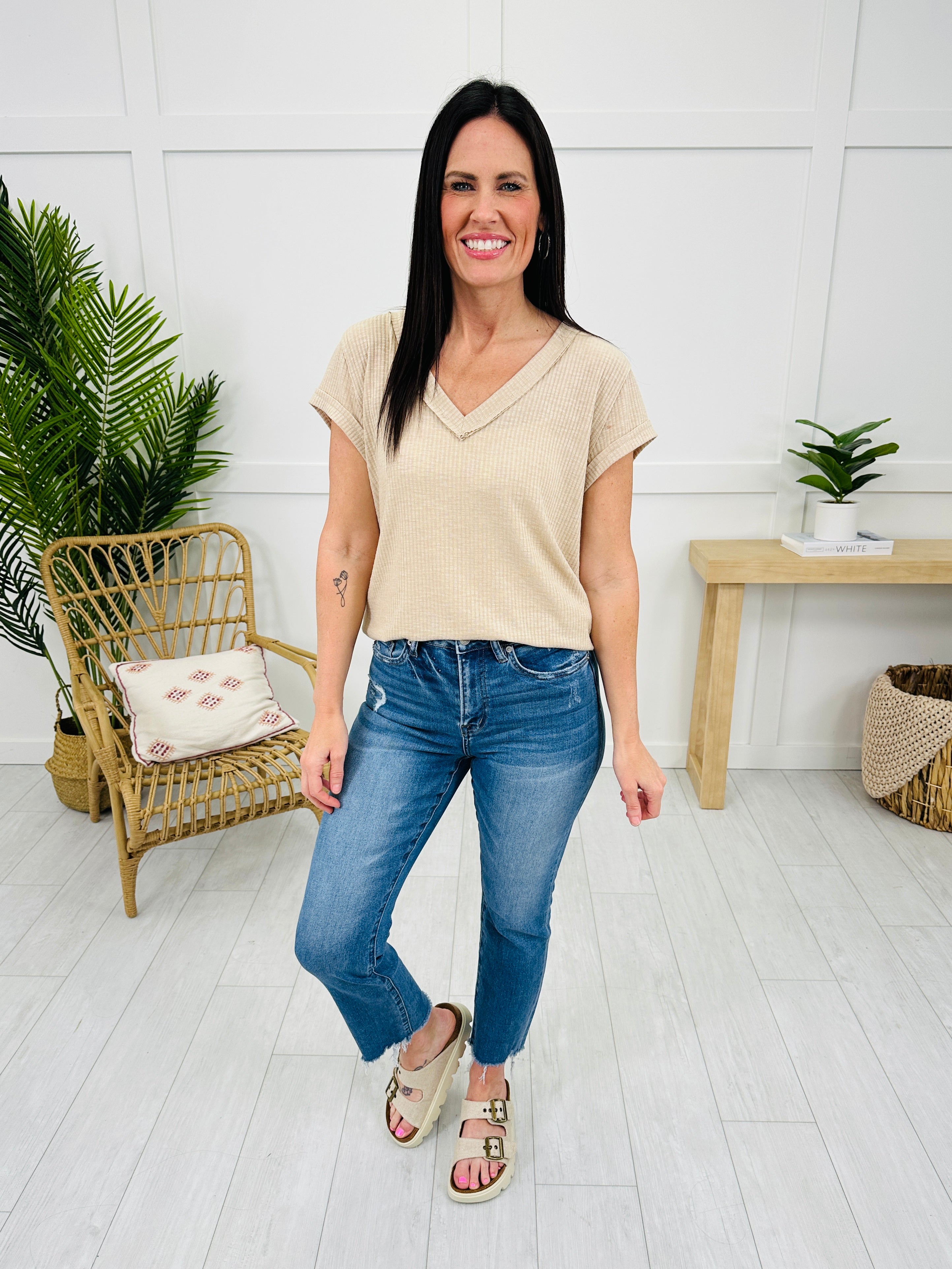 Step It Up Mica Straight Leg Step Hem Jeans