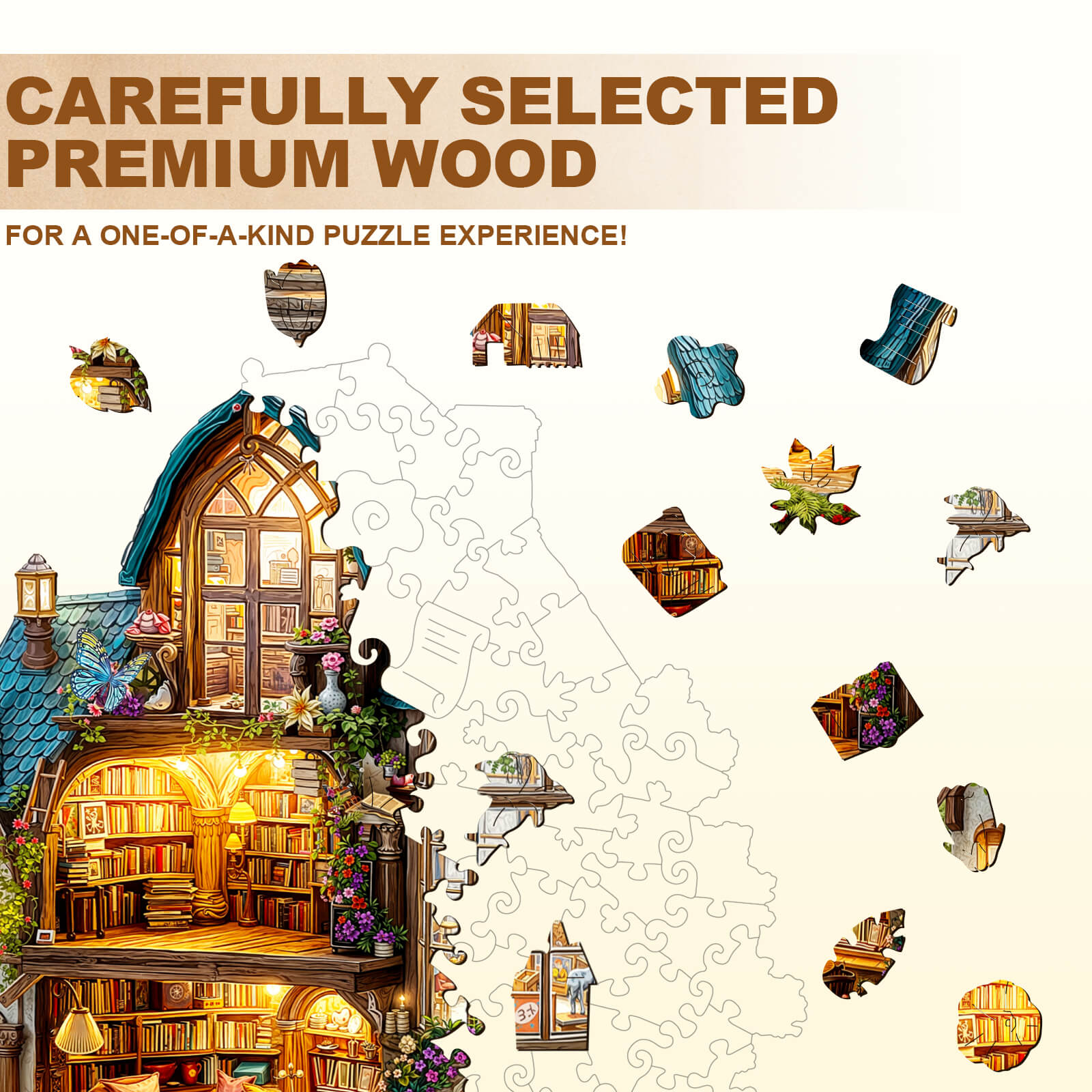Fireside Library Wooden Jigsaw Puzzle