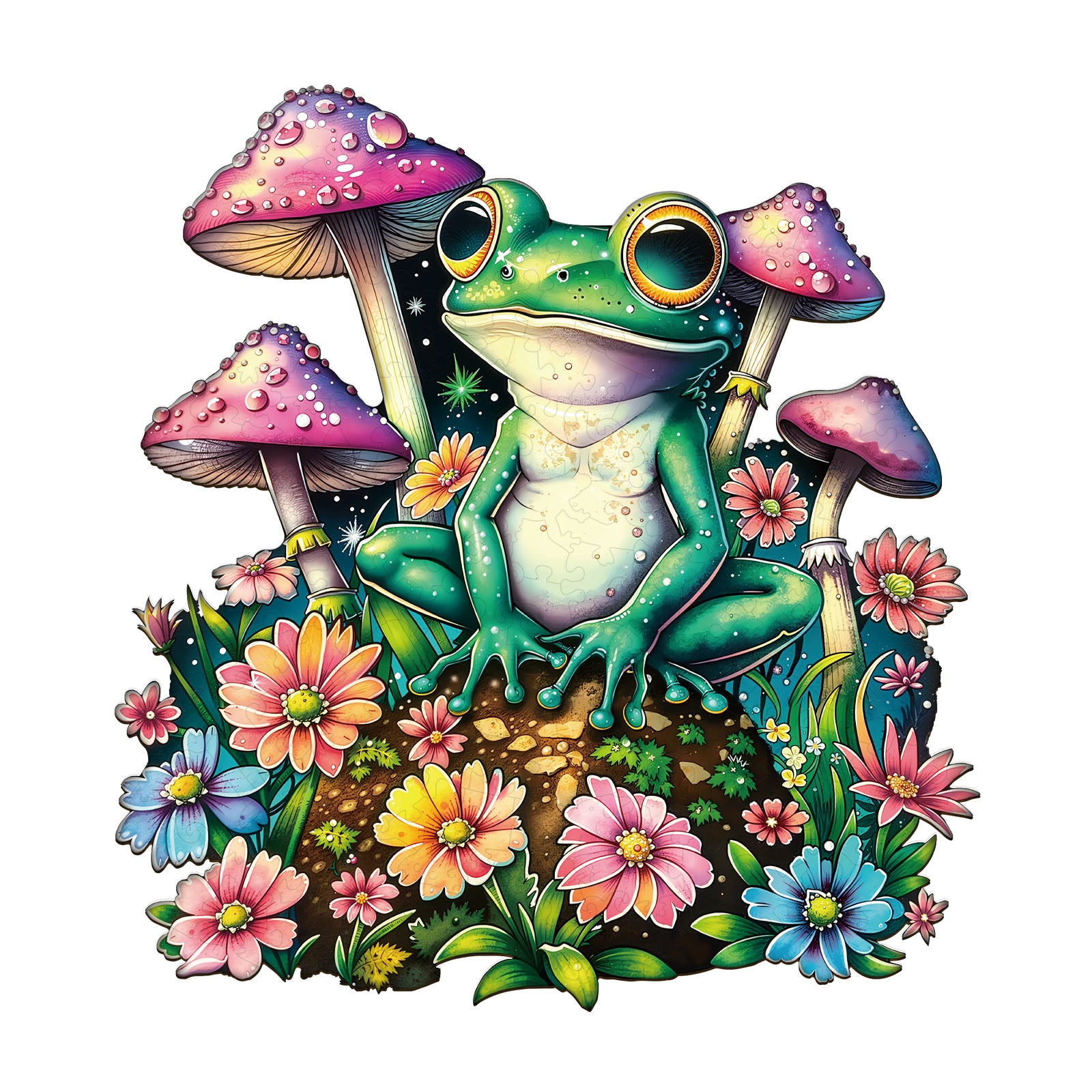 Stardew Garden Frog Wooden Jigsaw Puzzle