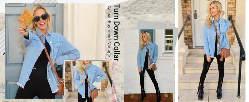 Denim Jean Jacket Casual Long Sleeve Pockets