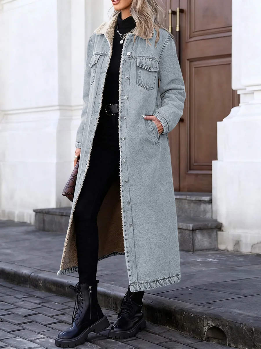 Women's Casual Denim Long Coat