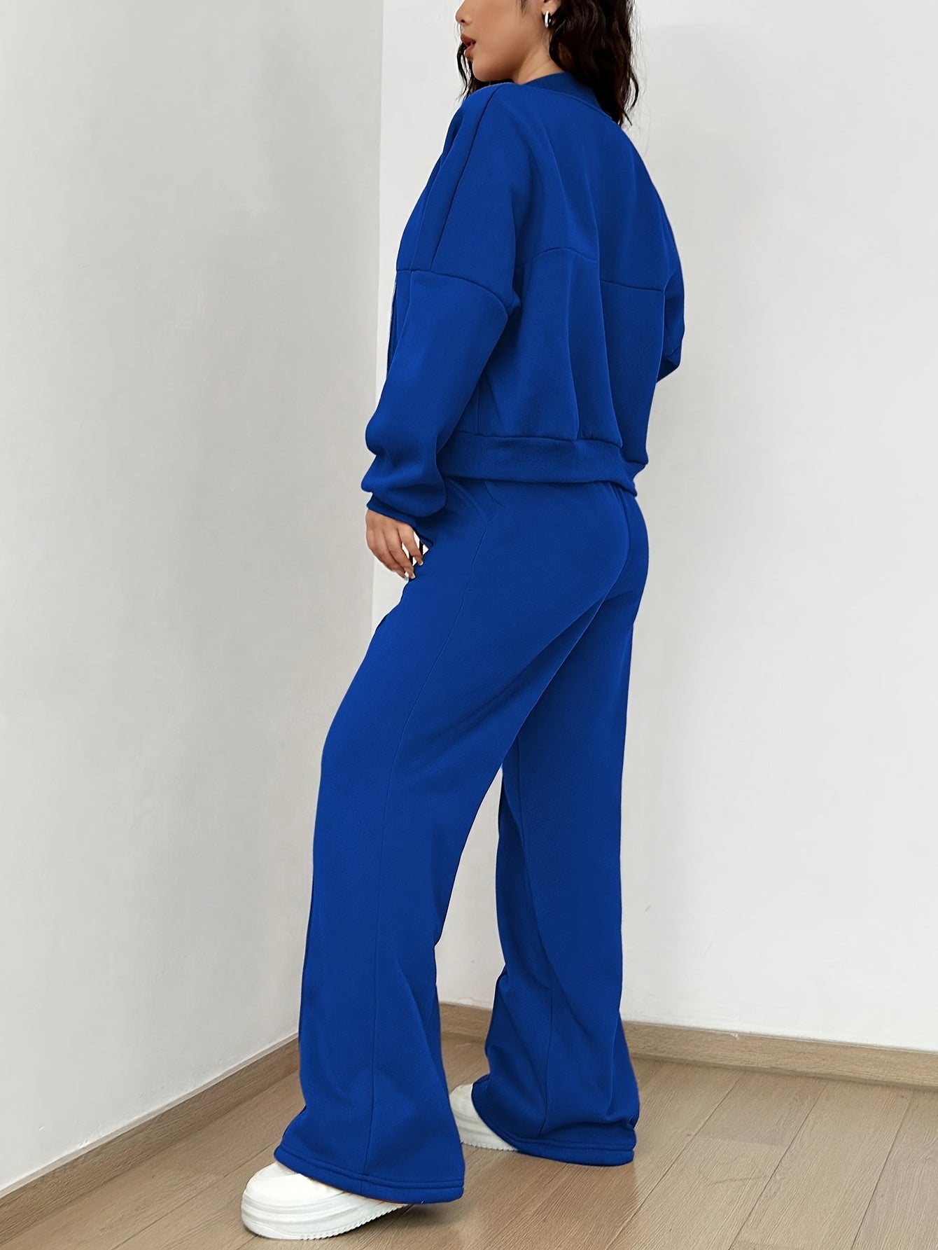 Zip-up Collarless‌ Cardigan Pants Set