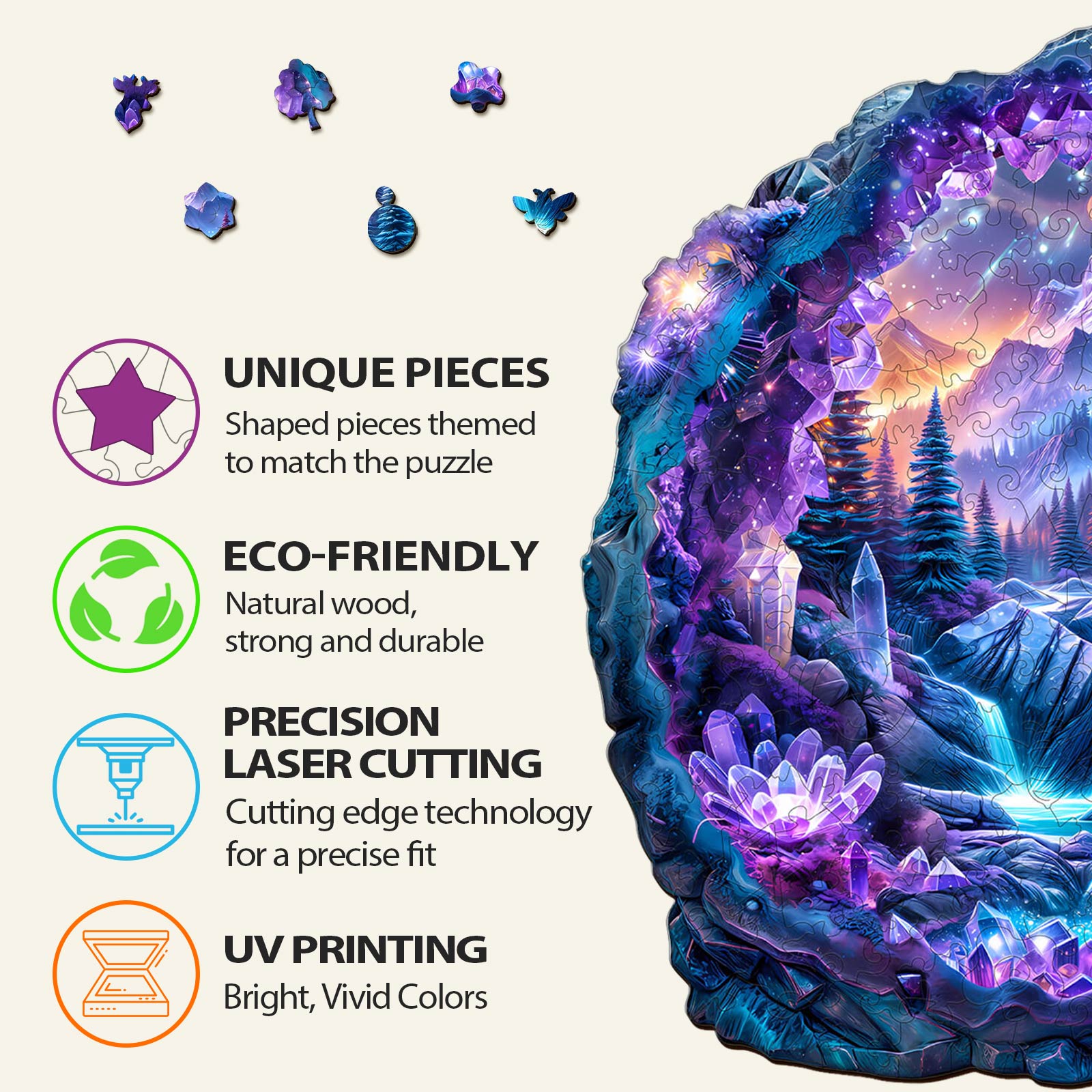 Crystal mine landscape-1 Wooden Jigsaw Puzzle