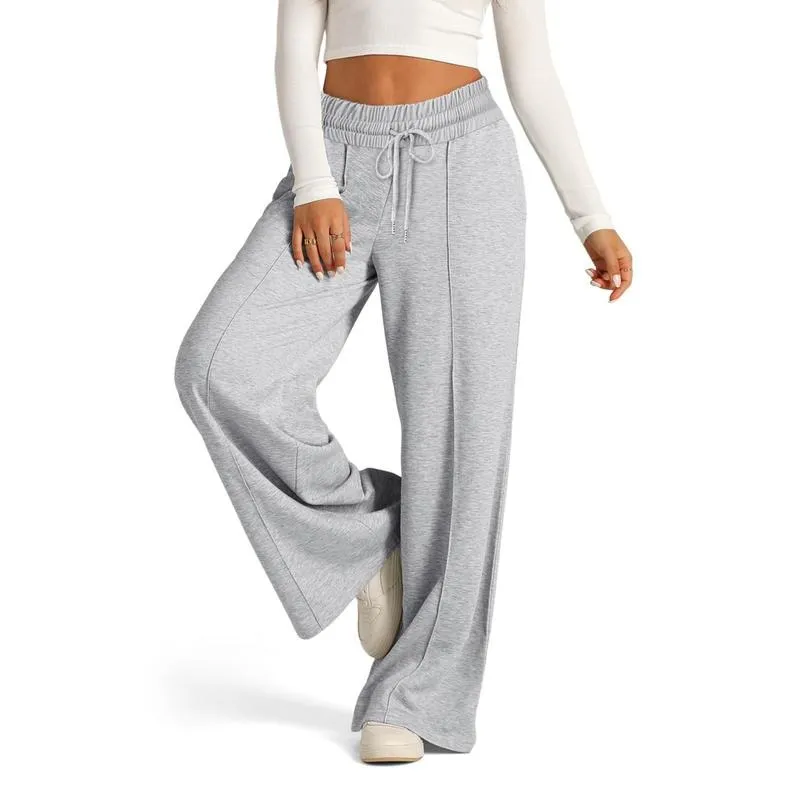 Women's Simple Design Straight Leg Drawstring Baggy Lounge Pants