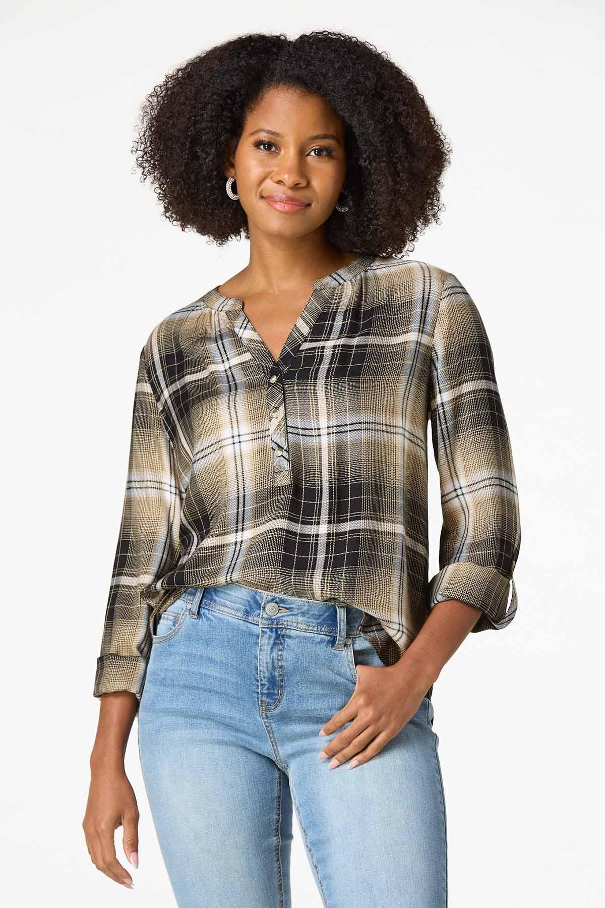 Neutral Plaid Top