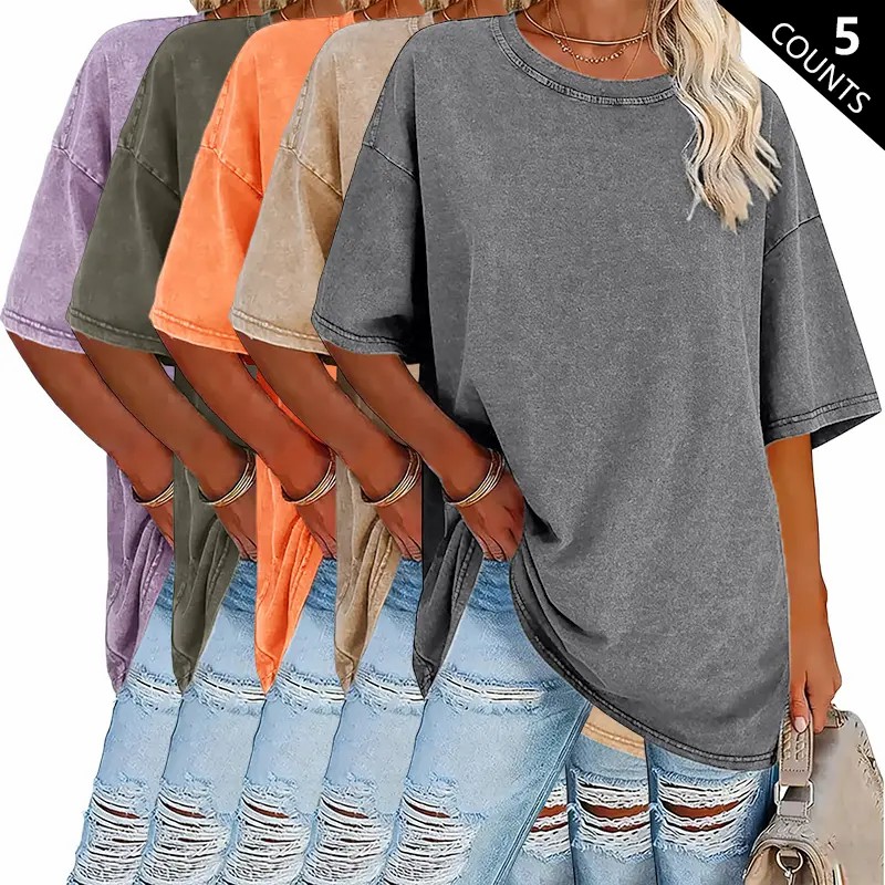 Women’s 5-Pack Premium Vintage Washed Cotton Tees