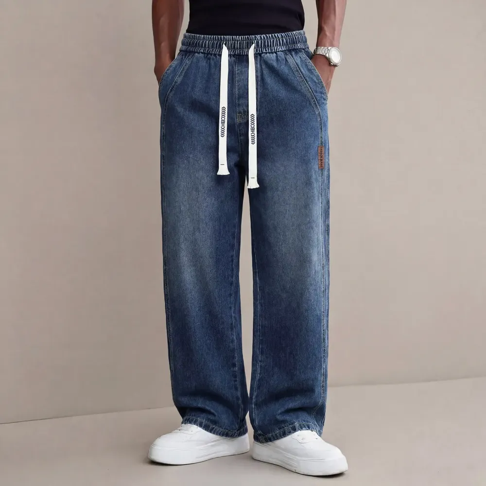 Men’s Stretch Denim Jeans — Vintage Washed Straight-Leg Fit