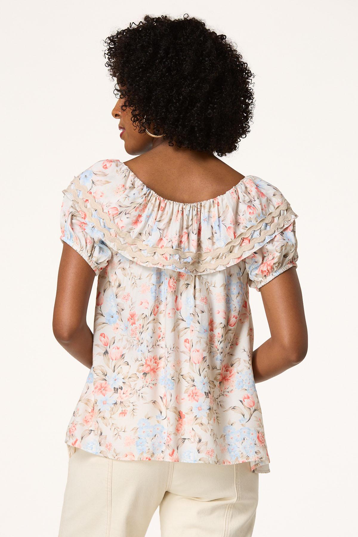 Off Shoulder Ric Rac Floral Top