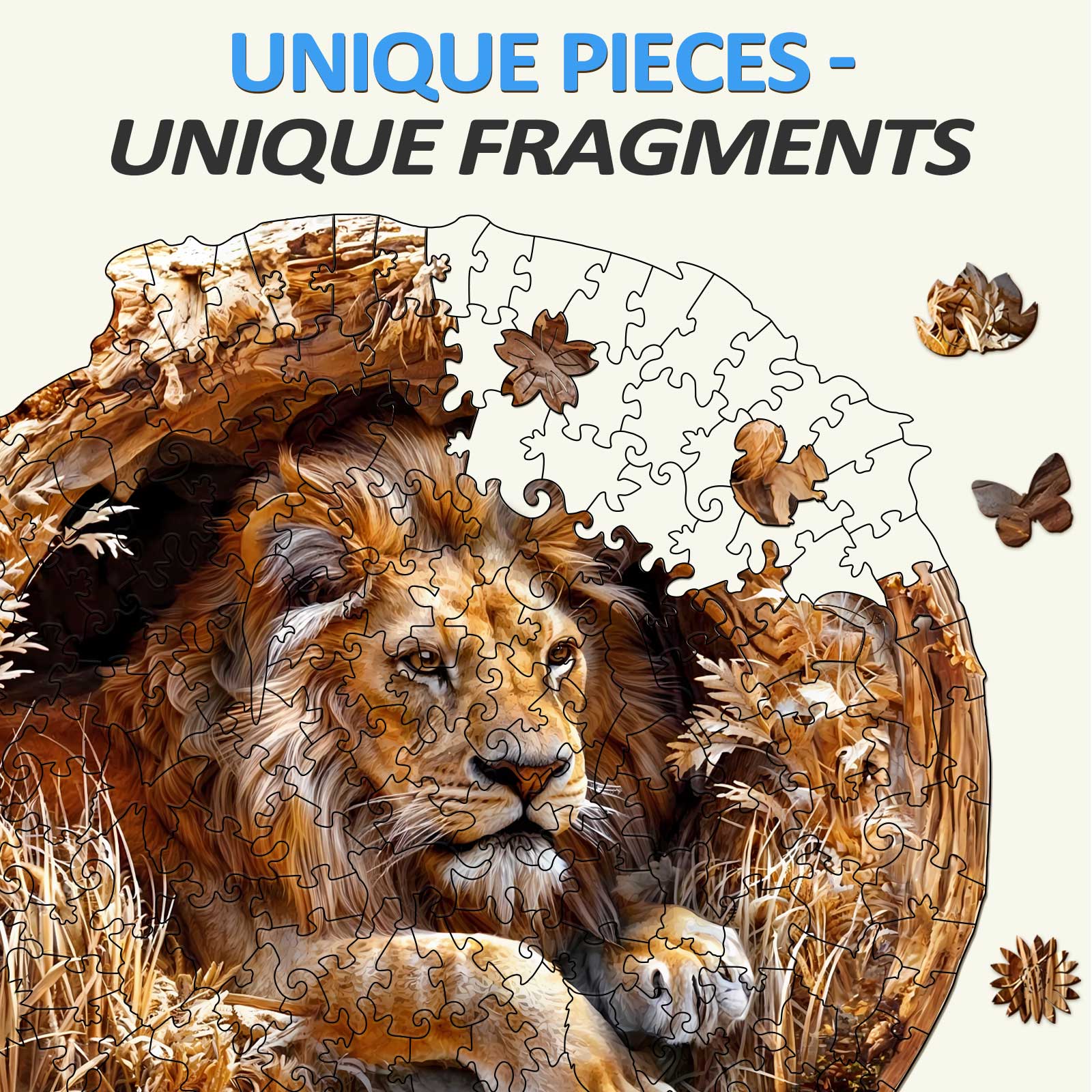 Lion In Cave Wooden Jigsaw Puzzle