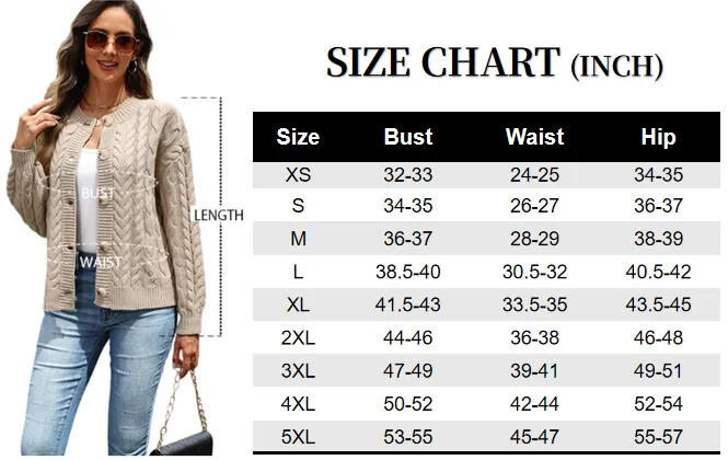 Casual Cable Knit Cardigan Sweaters for Women