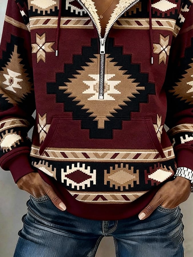 Women's Western Casual Textured Sweatshirt