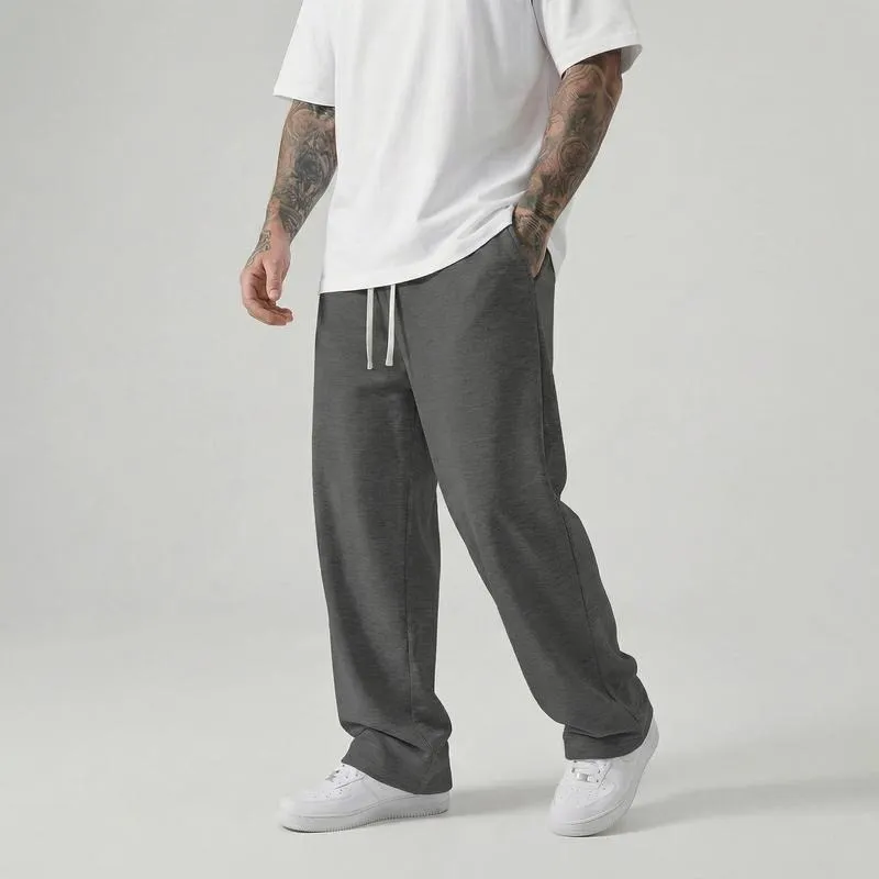 Men's Casual Jogger Pants - Straight-leg loose fit, elastic waistband with drawstring, side pockets