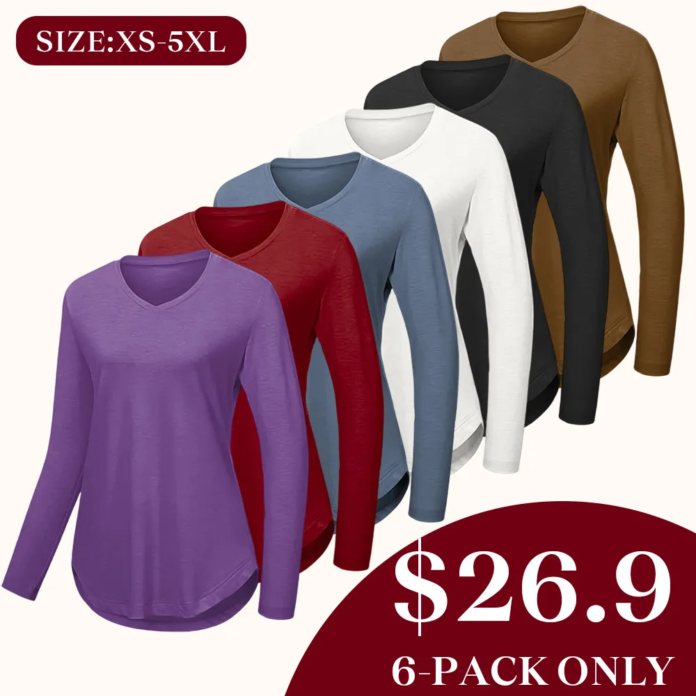 Women's V-neck long-sleeved shirt