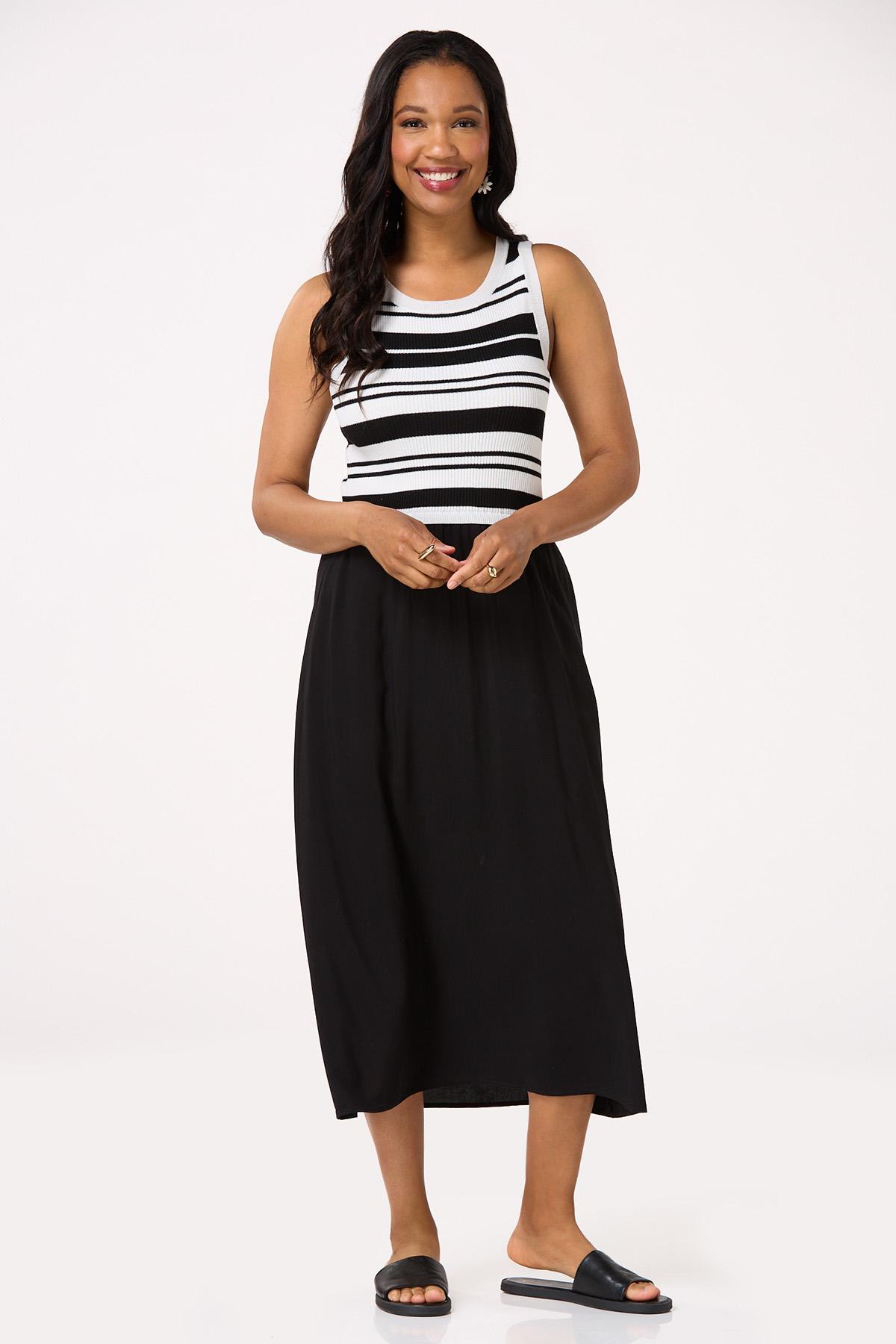 Twofer Stripe Midi Dress