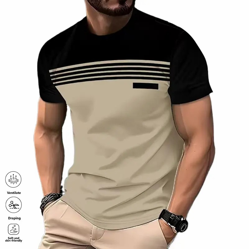 Men's 4-Pack Striped Short Sleeve T-Shirts – Breathable Summer Casual Wear