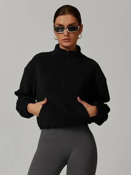 Women's Sporty Hooded Sweatshirt with Drawstring and Pocket