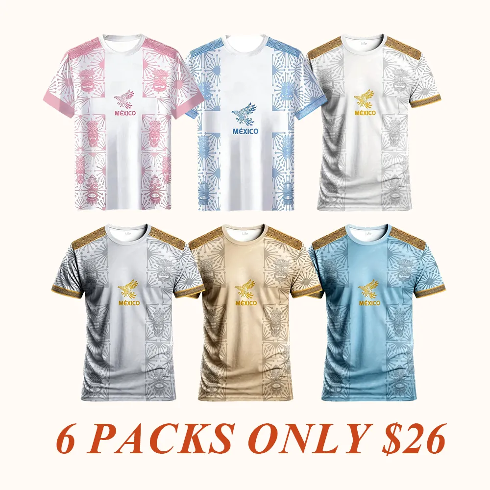 Men's Mexican Football Shirt, Eagle Round Neck Comfortable Breathable Top