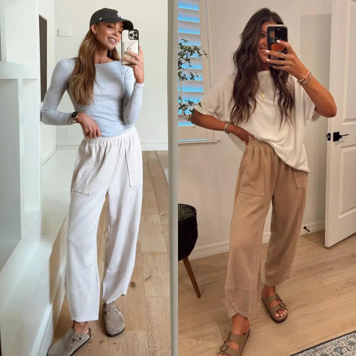 Women’s Elastic Waist Wide Leg Baggy Pants – Casual Harem Palazzo Pants with Pockets
