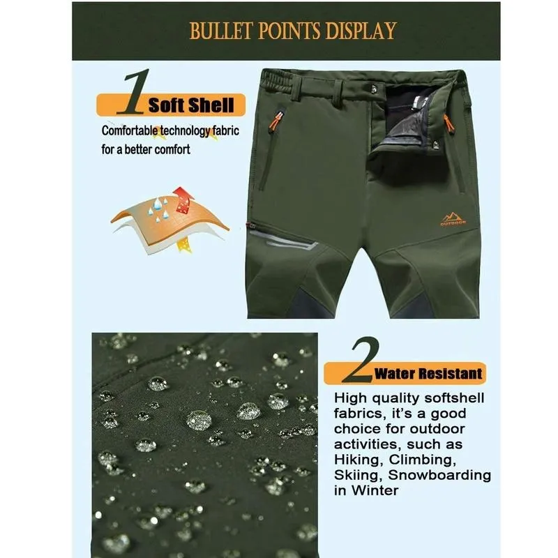 Men's winter fleece-lined ski pants