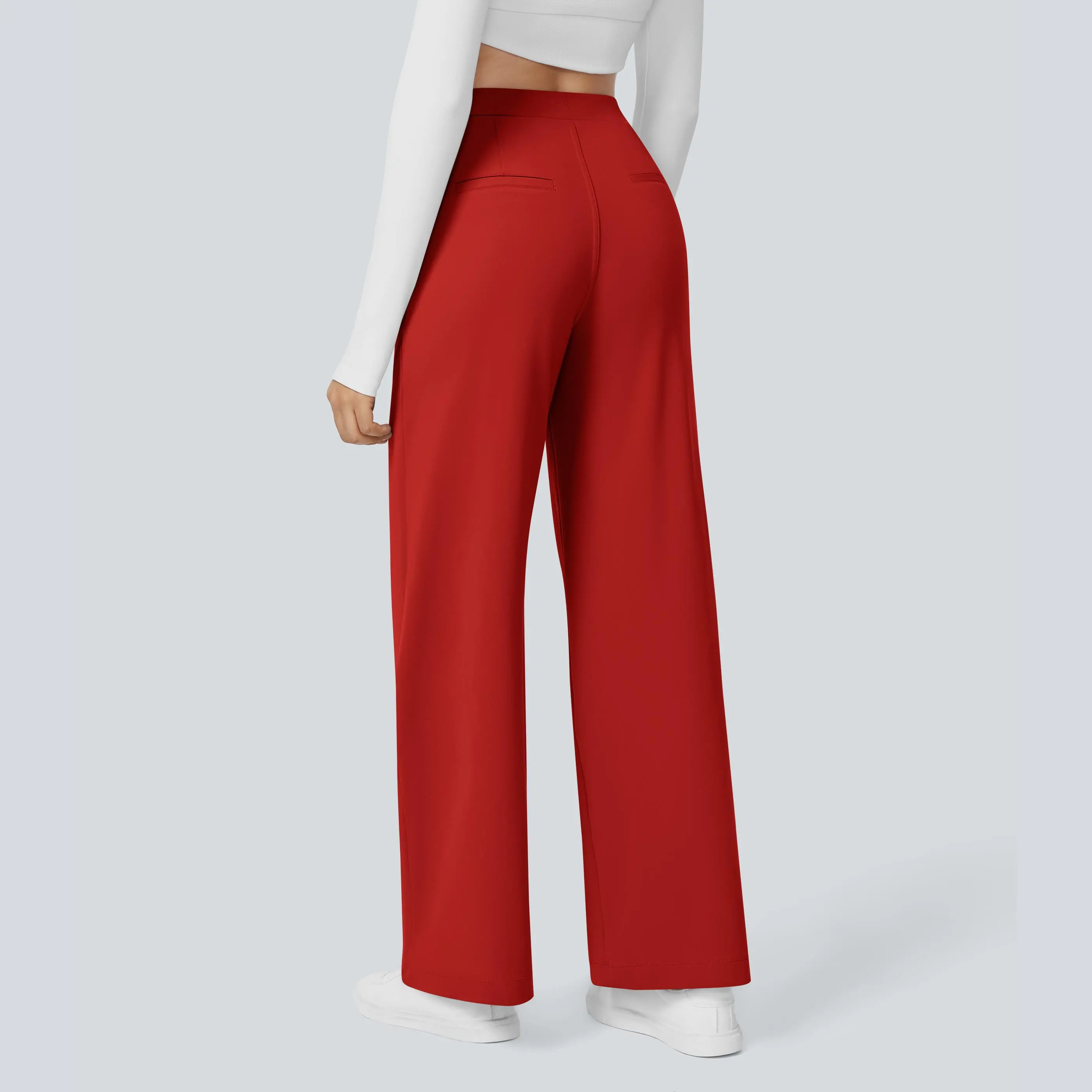 High Waisted Pocket Straight Leg Work Pants