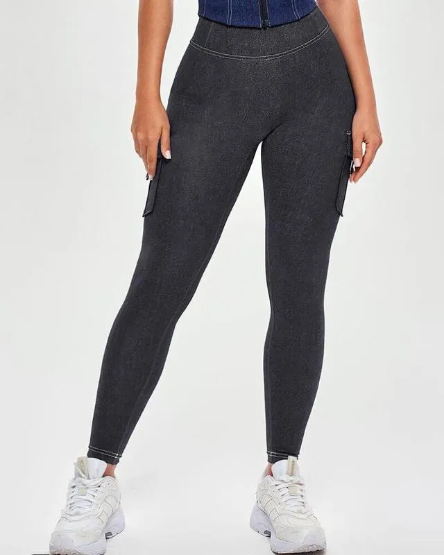 Womens Butt Lifting Leggings with Flap Pockets High