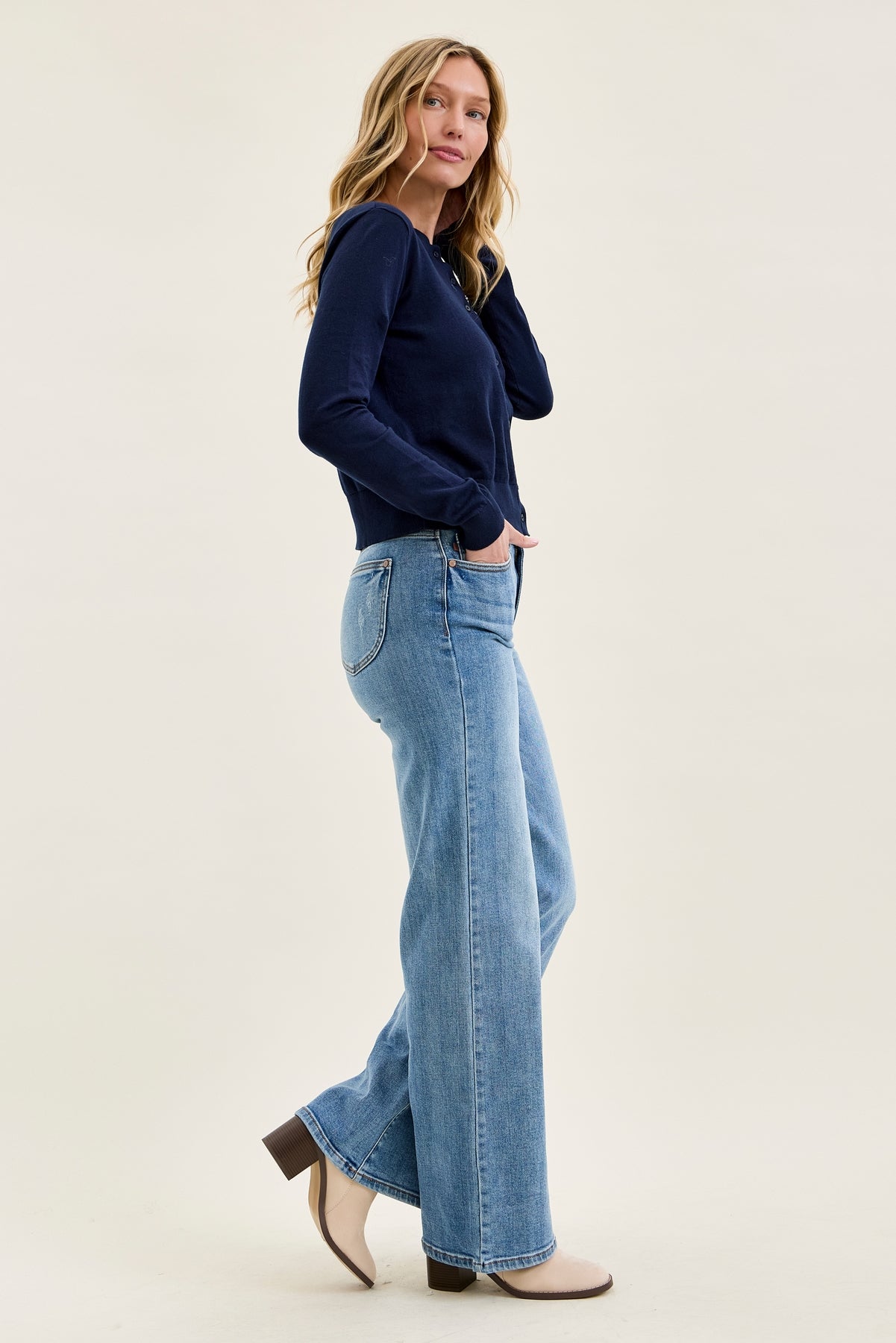 Lux Brushed Indigo Vintage Wide Leg