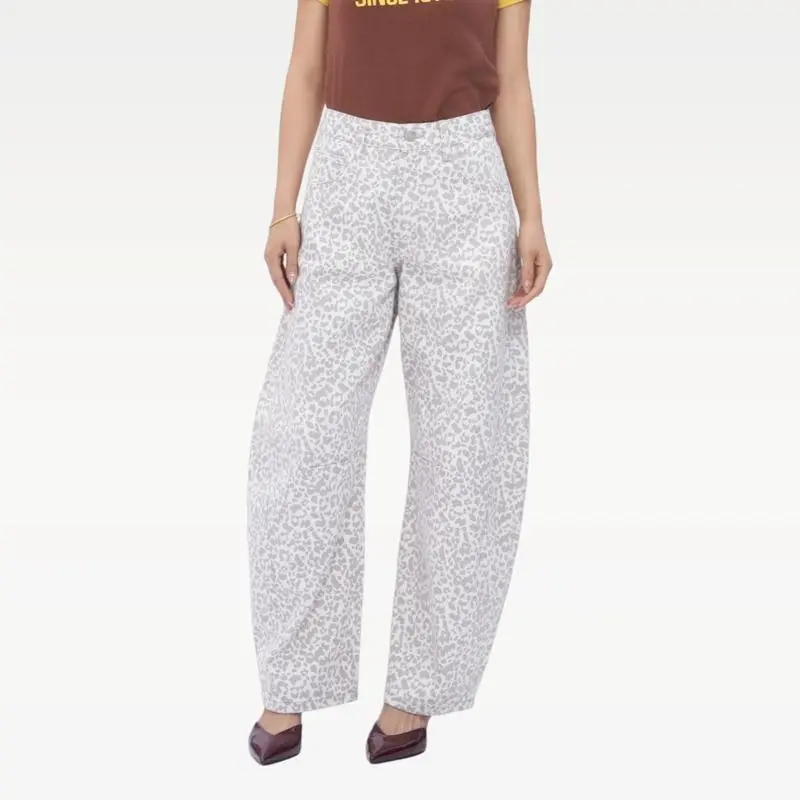 Women High Waist Baggy Barrel Leg Jeans