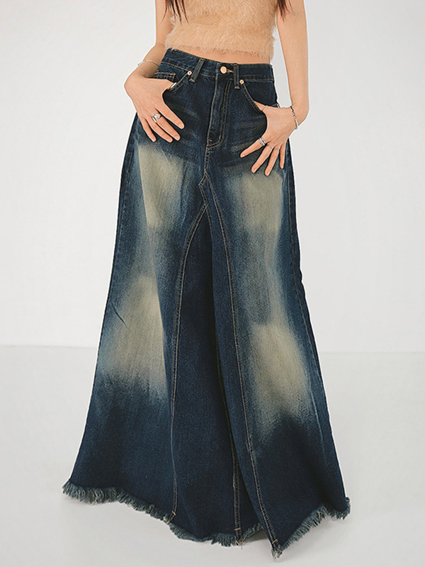 Patchwork Vintage Denim Skirt