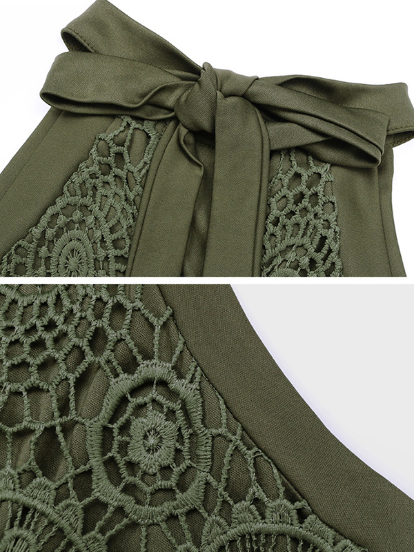 Solid Color Split-Joint Loose Sleeveless Halter-Neck Vest Top