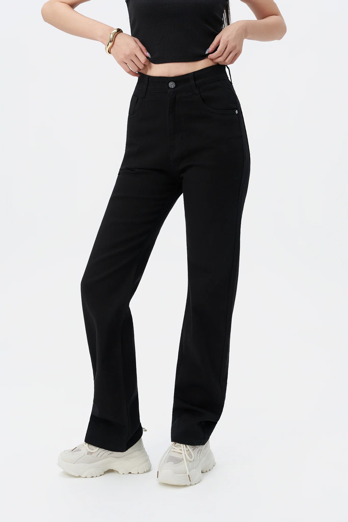 Blackish Super Rise Straight Leg Jeans