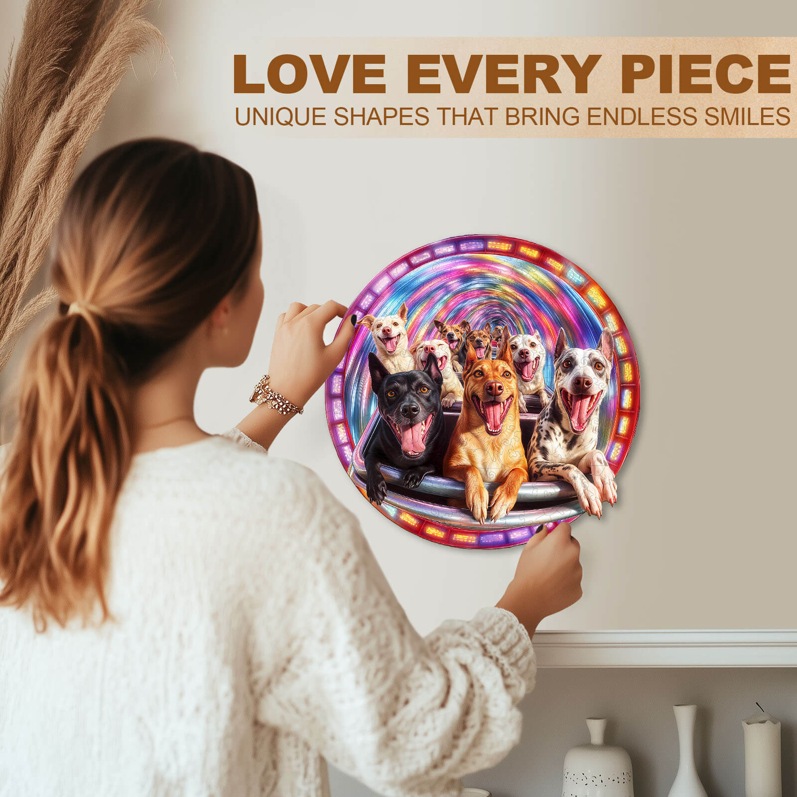 Dog Roller Coaster Wooden Jigsaw Puzzle