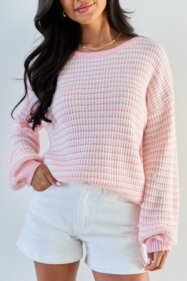 Lennon Blush and Ivory Striped Knit Sweater