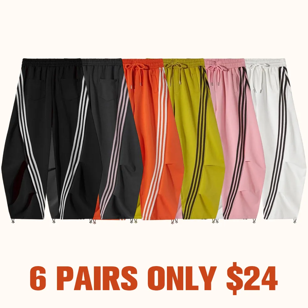 Loose Wide Leg Striped Track Pants Women's Casual Streetwear Joggers