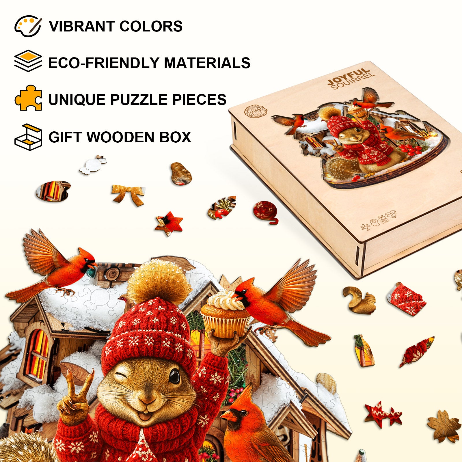 Joyful Squirrel Wooden Jigsaw Puzzle