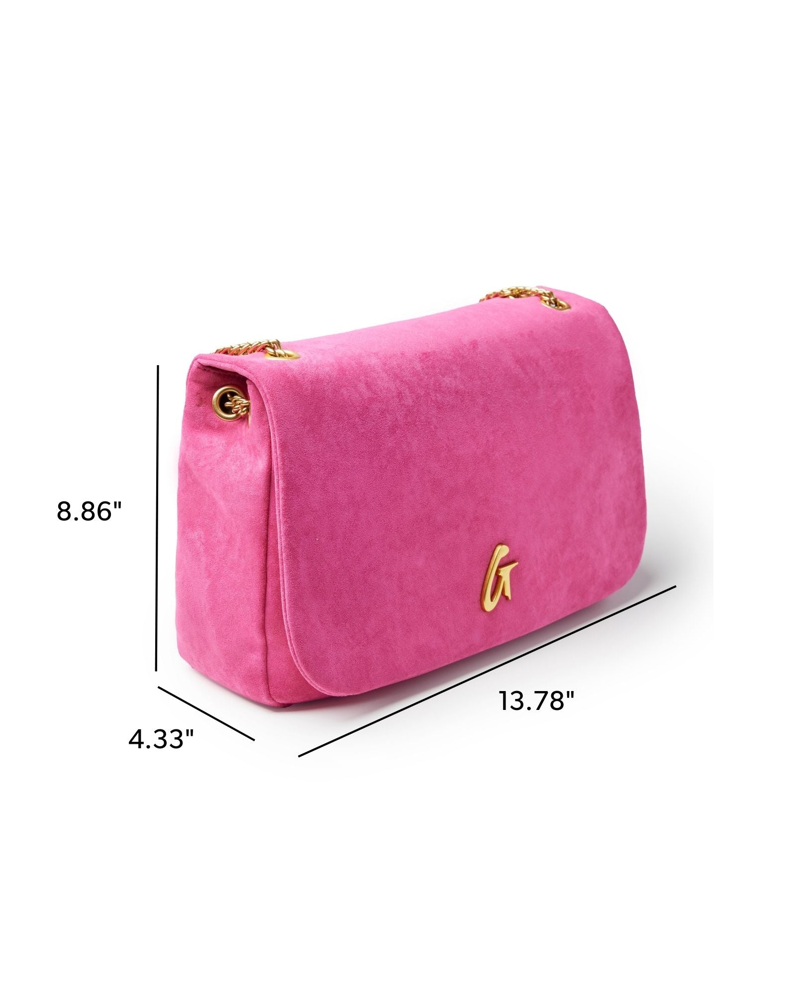 MEDIUM SUEDE FLAP BAG - HOT PINK