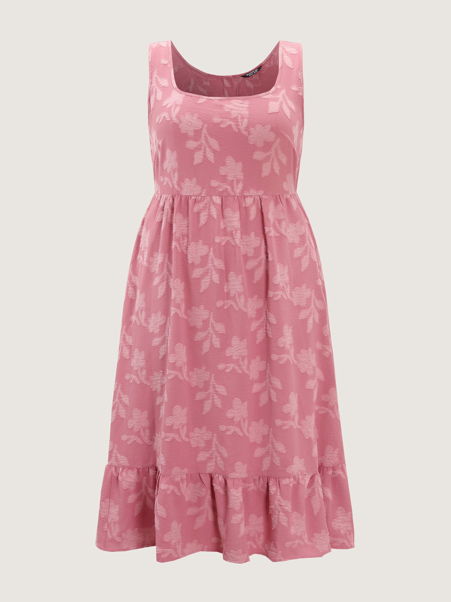 Soft Floral Pattern Ruffled Hem Midi Dress