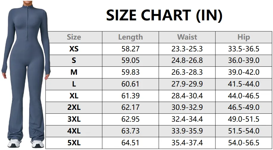 Women's Long Sleeve Flared Sports Jumpsuit - Zipper Jumpsuit