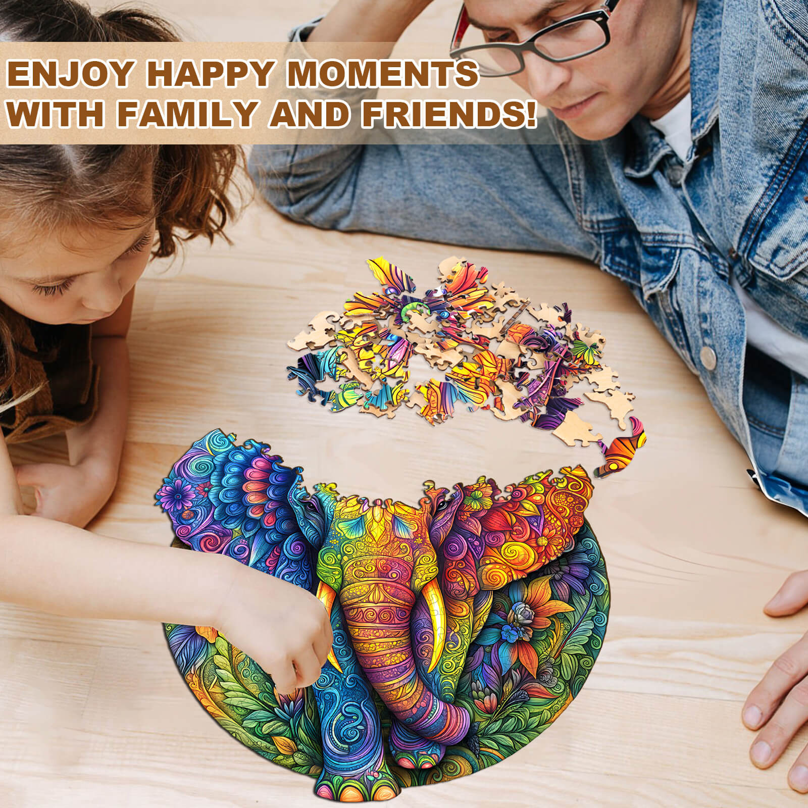 Mandala Elephant Wooden Jigsaw Puzzle