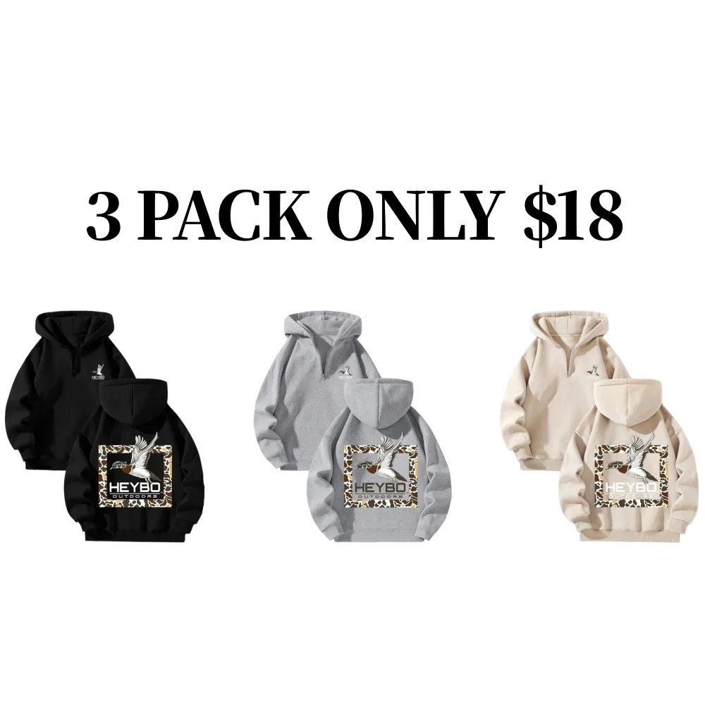 Fleece Lined Hooded Long Sleeve Half Zip Men's Sweatshirt